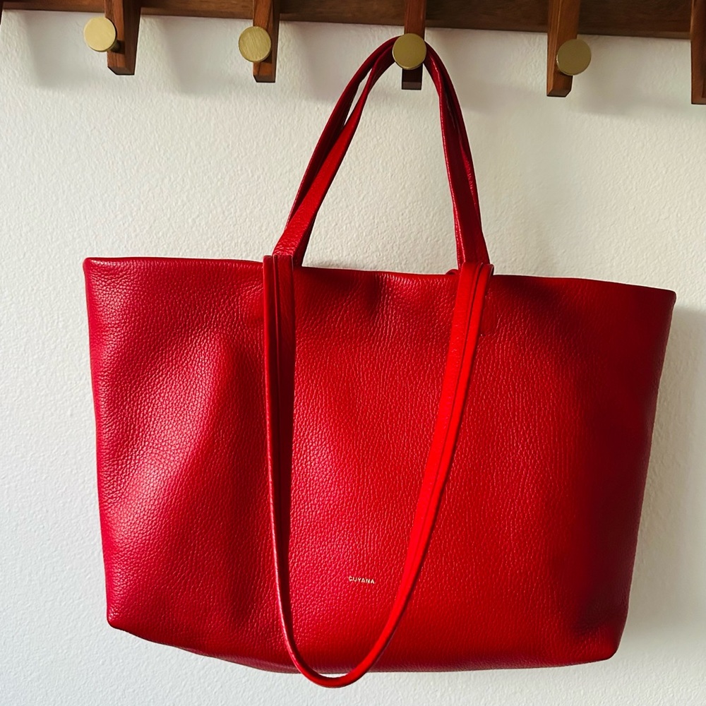 NWOT CUYANA Easy Tote Dbl Handle Limited Edition Crimson Red Leather Bag - Picture 6 of 9